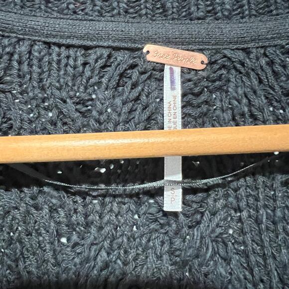 Free People Womens Montana Cable Knit Cardi Cardigan Sweater Black Size S - Picture 6 of 9